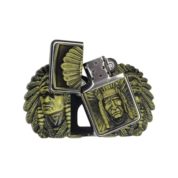 Triple Elders Lighter Belt Buckle - Bronze Metal Lighter Buckle - Free Engraving - Picture 3 of 10